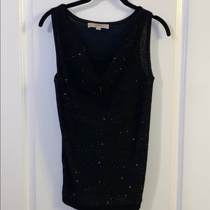 Loft black sequin cowl neck tank